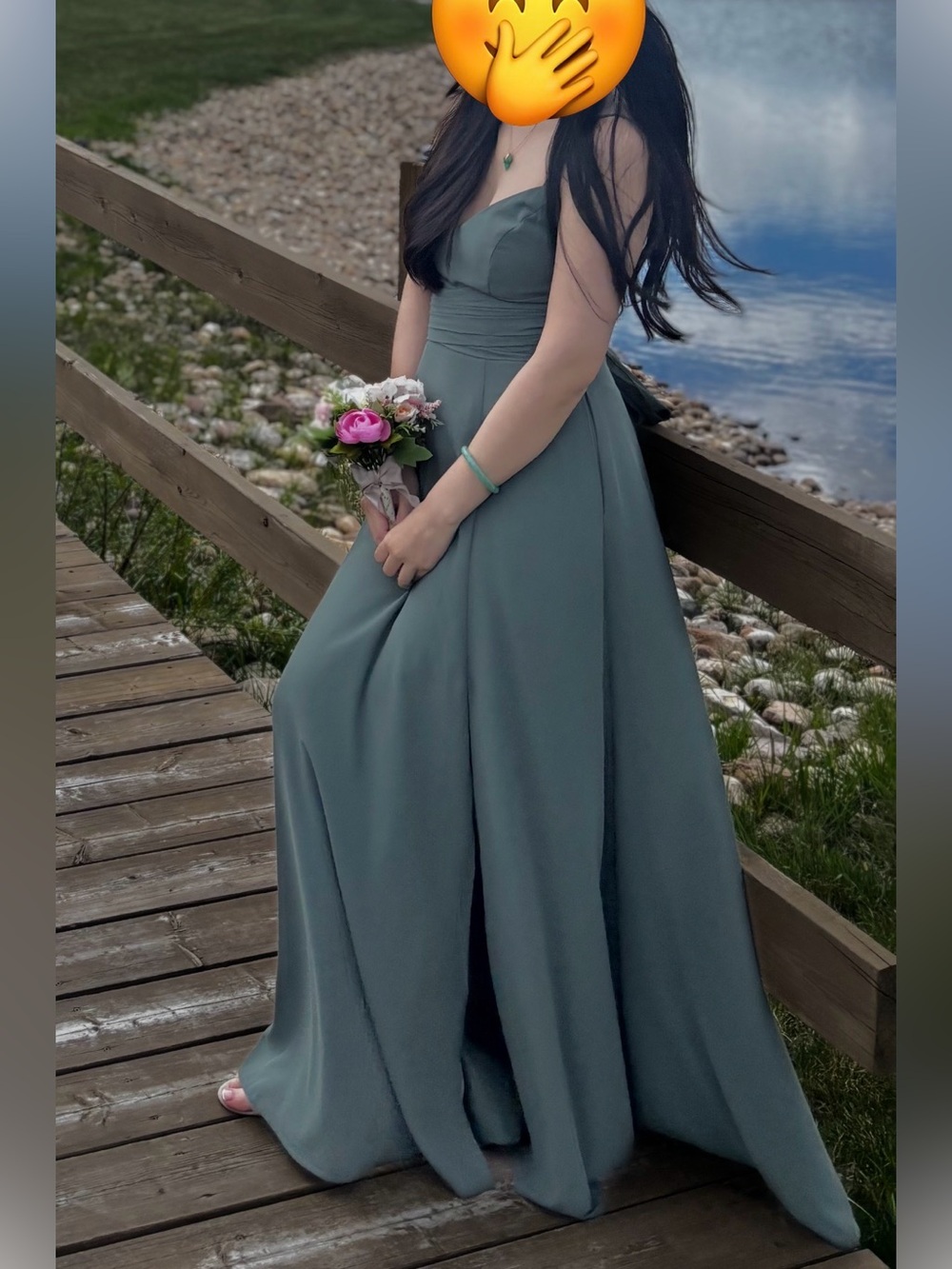 Elegant Eucalyptus Green Evening Dress